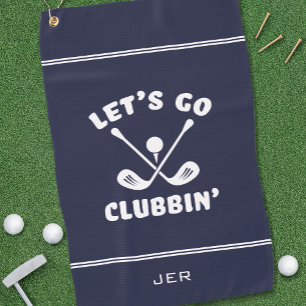 Let’s Go Clubbin’ Funny Golfer Blue Golf Towel