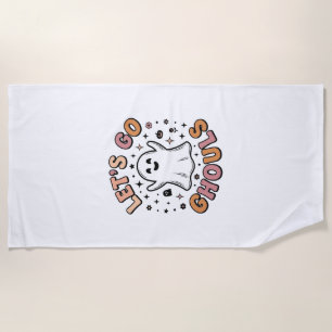 Let’s Go Ghouls Cute Halloween Ghost Beach Towel