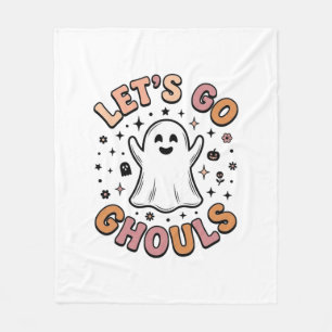 Let’s Go Ghouls Cute Halloween Ghost Fleece Blanket