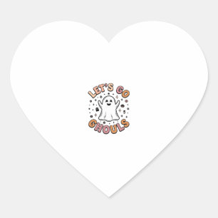 Let’s Go Ghouls Cute Halloween Ghost Heart Sticker
