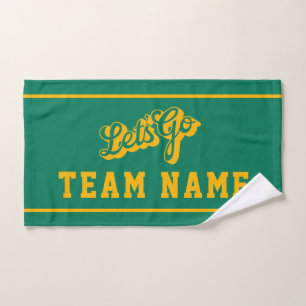 Let’s Go Personalised Team Rally Green and Gold Hand Towel