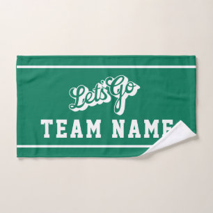 Let’s Go Personalised Team Rally Green and White Hand Towel