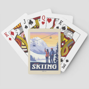 Let’s Go Skiing Vintage Print Playing Cards