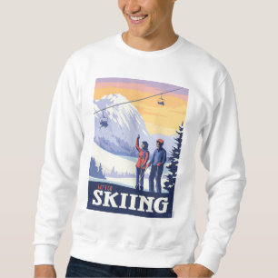 Let’s Go Skiing Vintage Print Sweatshirt