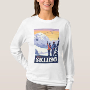 Let’s Go Skiing Vintage Print T-Shirt