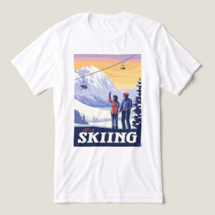Let’s Go Skiing Vintage Print Tri-Blend Shirt