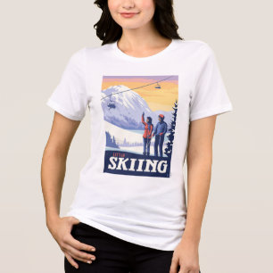 Let’s Go Skiing Vintage Print Tri-Blend Shirt