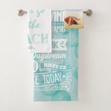 Let`s go to the BEACH watercolor teal-white custom