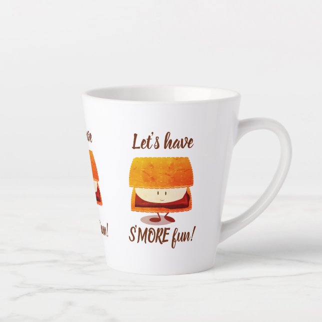 Let’s Have S’more Fun Pun Smiling Cartoon Latte Mug (Right)