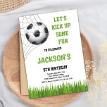 Let’s Kick Up Some Fun Soccer Birthday Invitation<br><div class="desc">Kick off an unforgettable party with this playful “Let’s Kick Up Some Fun” soccer birthday invitation! Featuring bold text and a classic soccer theme, this editable card is perfect for energetic kids who love the game. Easily customize all your party details using Zazzle’s intuitive editing tools. Great for boys, girls,...</div>