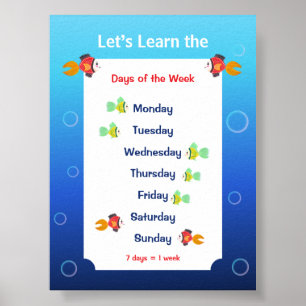 Let’s Learn the Days of the Week Poster for Kids
