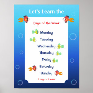 Let’s Learn the Days of the Week Poster for Kids
