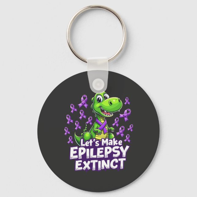 Let’s Make Epilepsy Extinct Awareness Dinosaurs  Key Ring (Front)