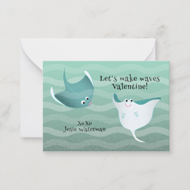 Let’s Make Waves | Kids Stingray Valentine Card (Front)