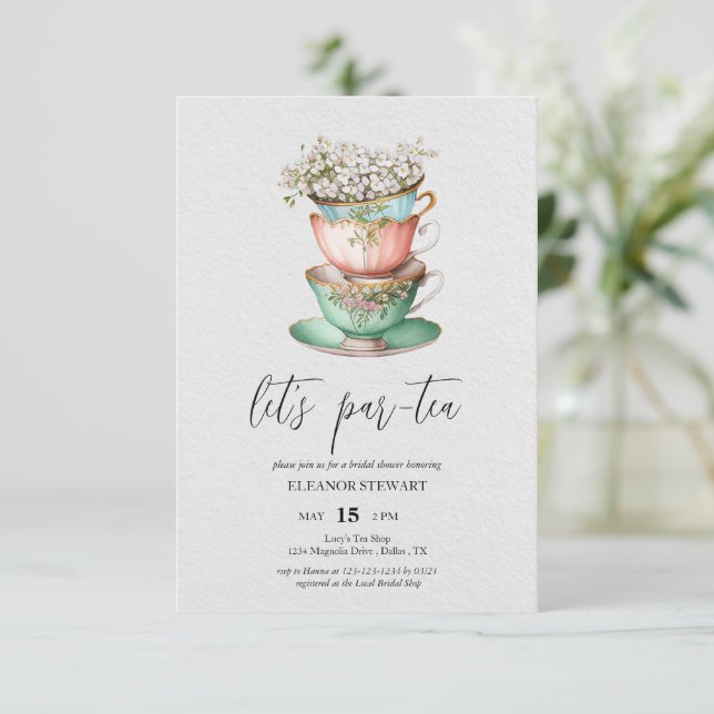 Let’s Par-Tea Tea Party Invitation (Standing Front)