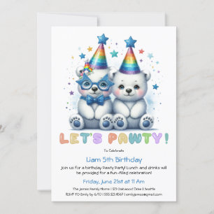 Let’s Party! Cute Polar Bear Birthday invitation