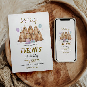 Let’s Party Groundhog 5th Birthday – Fun Kids Invitation