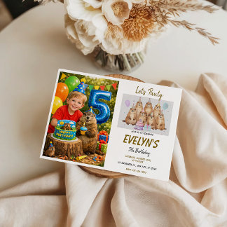 Let’s Party Groundhog 5th Birthday – Fun Kids Invitation