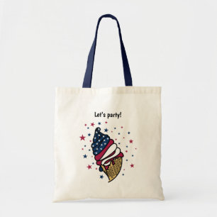 Let’s party! Red White Blue Ice Cream Cone Tote Bag