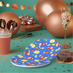 Let’s Party Started – Pop Apple on Blue Paper Plate