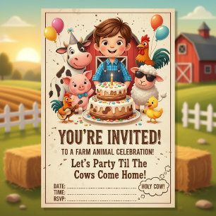 Let’s Party Til the Cows Come Home Editable Farm Invitation