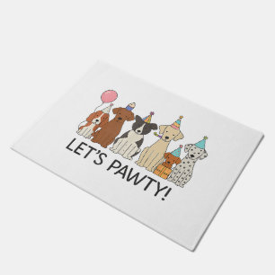 Let’s Pawty Cute Dogs Party Celebration Dog Lovers Doormat