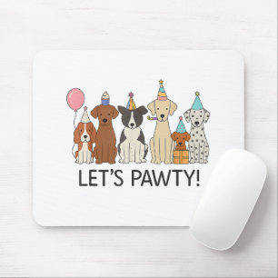 Let’s Pawty Cute Dogs Party Celebration Dog Lovers Mouse Mat