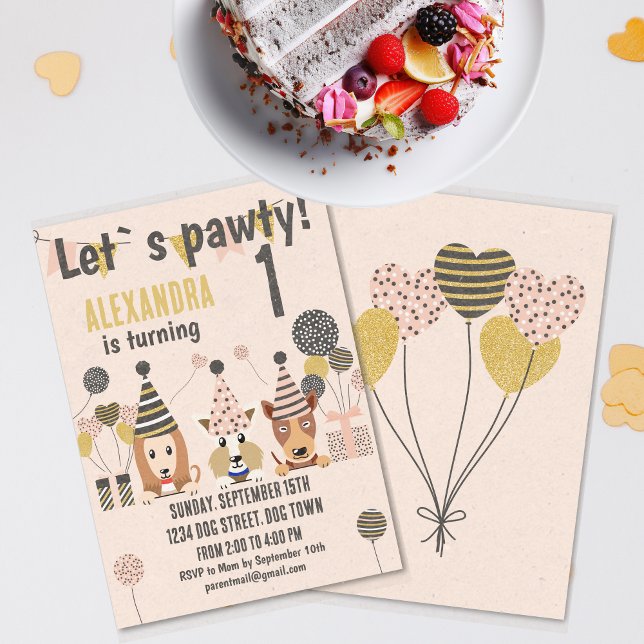 Let`s pawty! Dogs with balloons Birthday Invitation (Creator Uploaded)