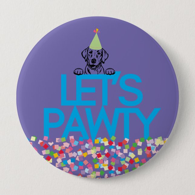 “Let’s PAWTY” Labrador Party Buttons (Front)