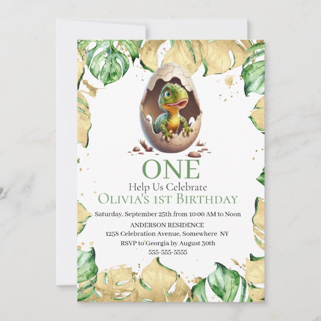 Let’s Roar into a Dino T Rex Party  Invitation (Front)