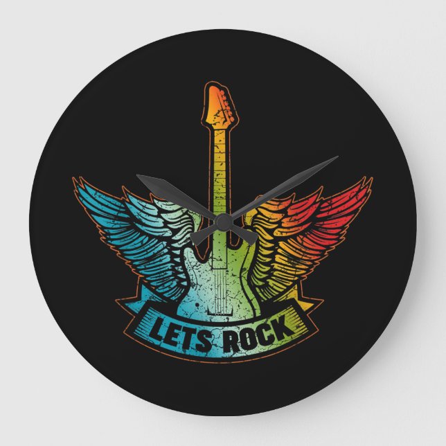 Let’s Rock Legend Rock And Roll Music Guitar Large Clock (Front)