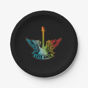 Let’s Rock Legend Rock And Roll Music Guitar Paper Plate