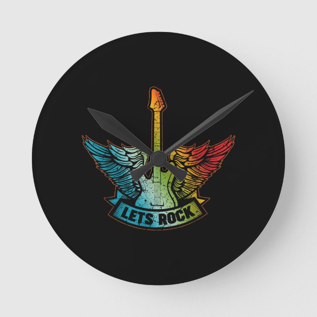 Let’s Rock Legend Rock And Roll Music Guitar Round Clock (Front)