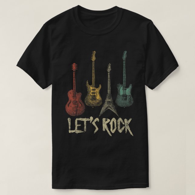 Let’s Rock Retro Guitar Music Lover Shirt (Design Front)