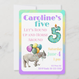 Let’s Round up & Horse Around 5th Bday Invitation