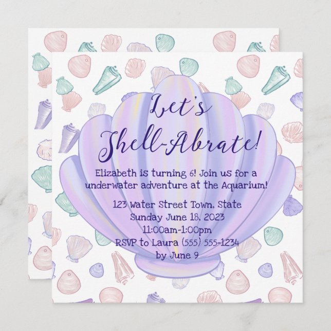 Let’s Shellabrate Seashell Under the Sea Birthday  Invitation (Front/Back)