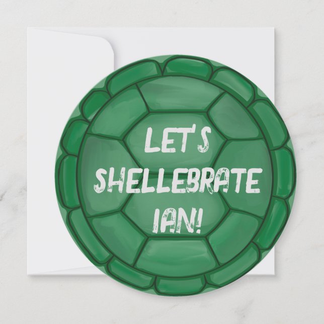 Let’s Shellebrate! Turtle Shell Birthday Party Invitation (Front)