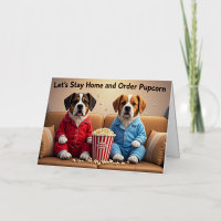 Let’s Stay Home and Order Pupcorn Cartoon dogs