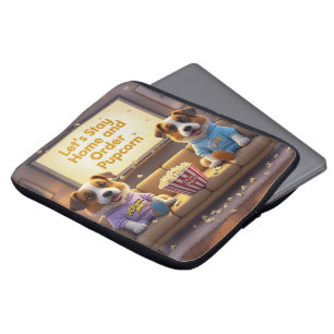 Let’s Stay Home and Order Pupcorn Cartoon dogs Laptop Sleeve