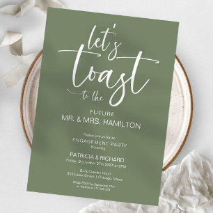 Let’s Toast Chic Calligraphy Engagement Party Invitation