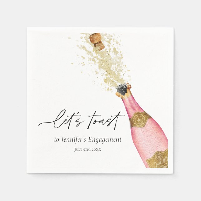 Let’s Toast Pink Champagne Bridal Napkins (Front)