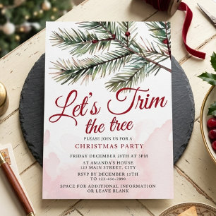 Let’s Trim the Tree Christmas Party Watercolor Invitation