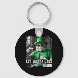 Let Shenanigans Begin Funny Fat Cat St. Patrick's Key Ring