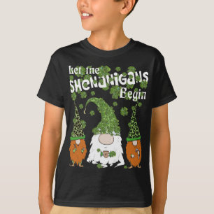 Let Shenanigans Begin Gnomes Green Clovers St Patr T-Shirt