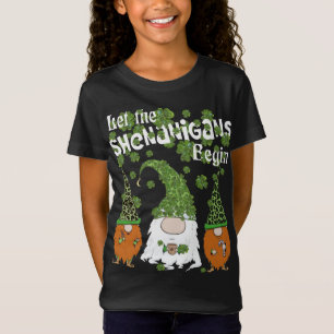 Let Shenanigans Begin Gnomes Green Clovers St Patr T-Shirt