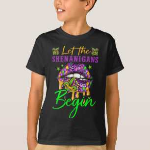 Let Shenanigans Begin Mardi Gras Y Lips Women Men T-Shirt