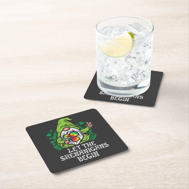 Let Shenanigans Begin Square Paper Coaster (Insitu)