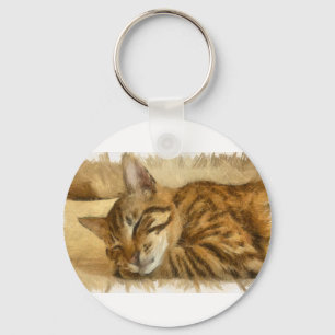 Let Sleeping Cats Lie Pencil Sketch Key Ring