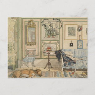 Let Sleeping Dogs Lie Swedish Watercolor Postcard