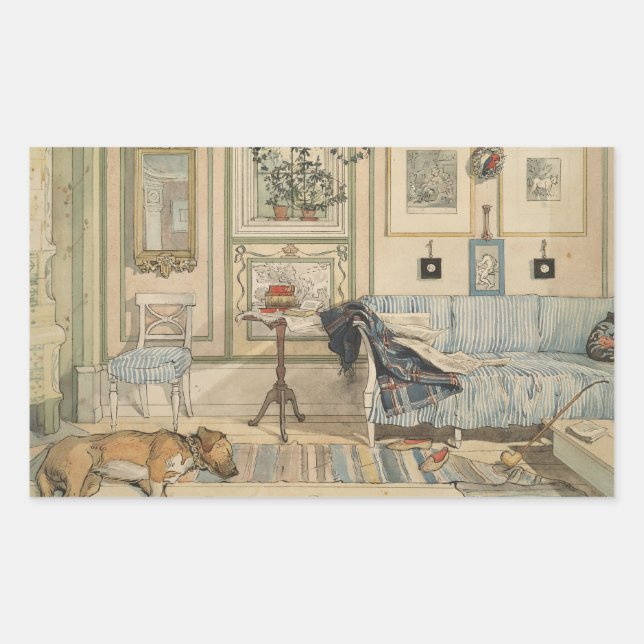 Let Sleeping Dogs Lie Swedish Watercolor Rectangular Sticker (Front)
